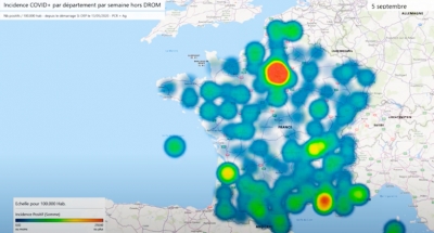 Un an d&#039;évolution du Covid en 20 secondes